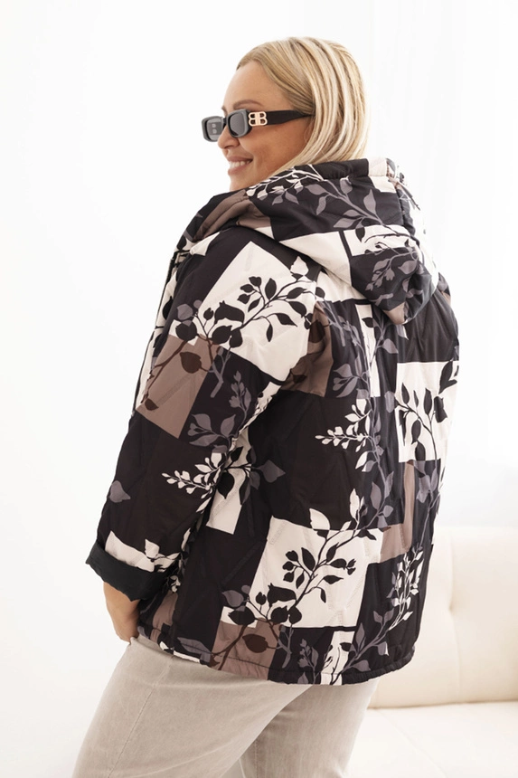 Damenjacke Plus Size mit Kapuze und verlängertem Rücken schwarz