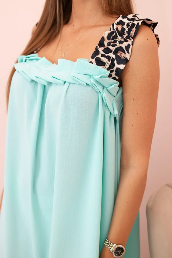 Women's dress with leopard print straps mint