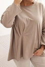 Women's Plus Size blouse with cotton, featuring a pocket and rolled sleeves kiwi