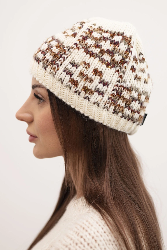Women's wool winter hat with decorative crystals K399 black