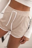 Damen Baumwollshorts mit elastischem Bund und sportlichem Besatz beige