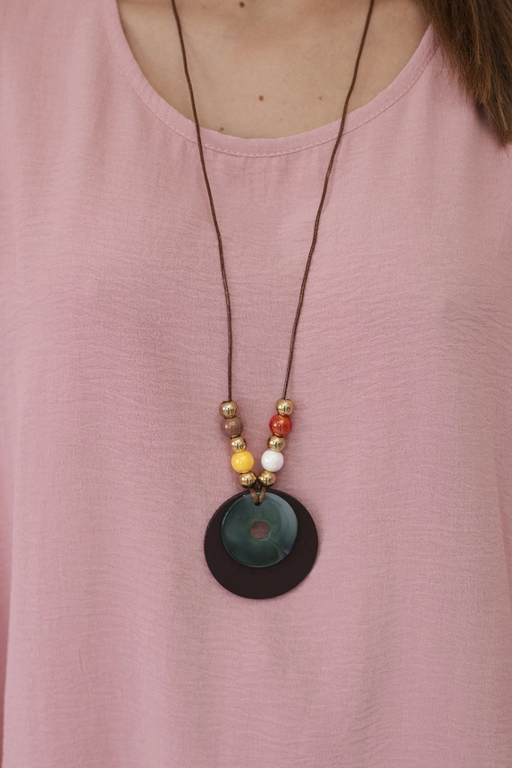 Oversized blouse with pendant dark pink