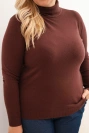 Dámský viskózový svetr Plus Size s klasickým střihem hnědý
