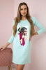 Dress with graphics and colorful bow 3D mint