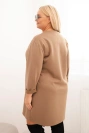 Damenkleid Plus Size mit Tasche und 3/4-Ärmeln Butterfarbig camel