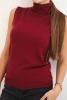 Women's sleeveless viscose blouse with a turtleneck burgundy