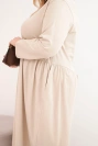Moteriška suknelė Plus Size medvilninė su ilgomis rankovėmis ir raukiniais juosmens bežinė