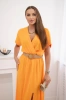 Long dress with a decorative belt orange