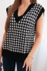 Sveter Houndstooth bez rukávov čierna