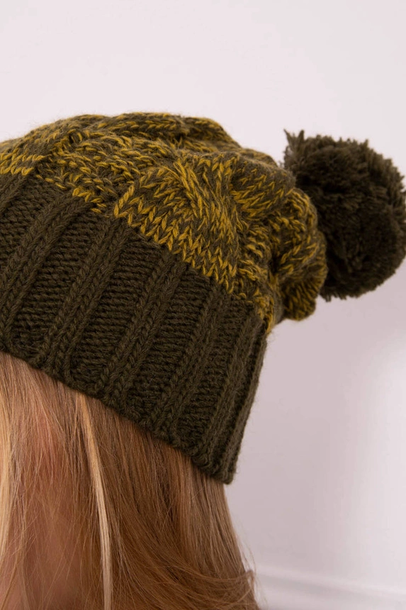 Cap with fleece Paryż K213 khaki + kiwi