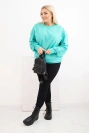 Women's Plus Size Loopback Cotton Basic Sweatshirt with Round Neck mint