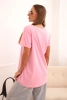 Dámska bavlnená blúzka s výstrihom do V a krátkym rukávom v cukríkovej ružovej farbe