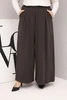 Plus Size women's cotton pants with wide legs and a loose fit brown