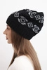 Damen Wintermütze aus Wolle mit geometrischem Muster K434 schwarz + grau