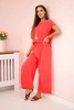 Viscose set pleated blouse + trousers raspberry