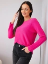 Damenpullover aus Viskose mit langen Ärmeln und Rundhalsausschnitt fuchsia