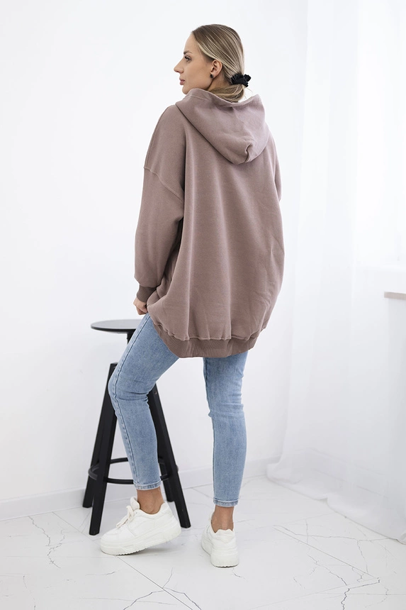 Insulated sweatshirt with strawberry motif mocca