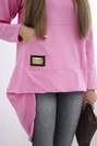 Langer Rücken Sweatshirt mit Kapuze rosa