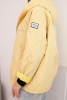Women's spring quilted jacket with a hood and zipper yellow