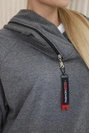 Tunic with a zipper on the hood Oversize graphite