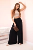 Women's wide viscose trousers with elastic waistband black