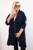 Damska elegantiška paltas Plus Size su apykakle ir didelėmis kišenėmis fango