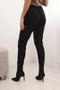 Women's cotton trousers with a tie at the waist and tapered leg black
