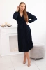 Dress tied with a pleated hem navy blue