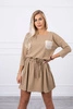 Kleid mit Paillettentasche camel