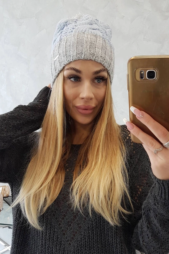 Paryžiaus vilnonė kepurė K212 šviesiai mėlyna+šviesiai pilka