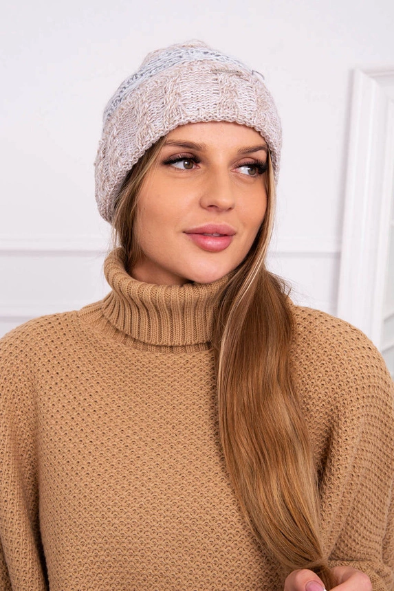 Pola Fleecemütze K267 grau+beige