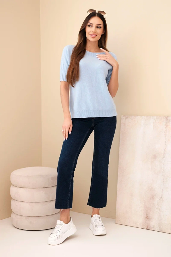 Women's short-sleeve viscose sweater blue