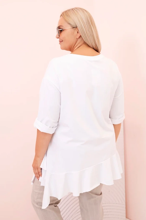 Moteriška Plus Size marškinėliai su medvilne, kišenė ir sukamu rankovėmis kiwi