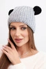 Women's winter wool hat with pom-pom K433 light gray