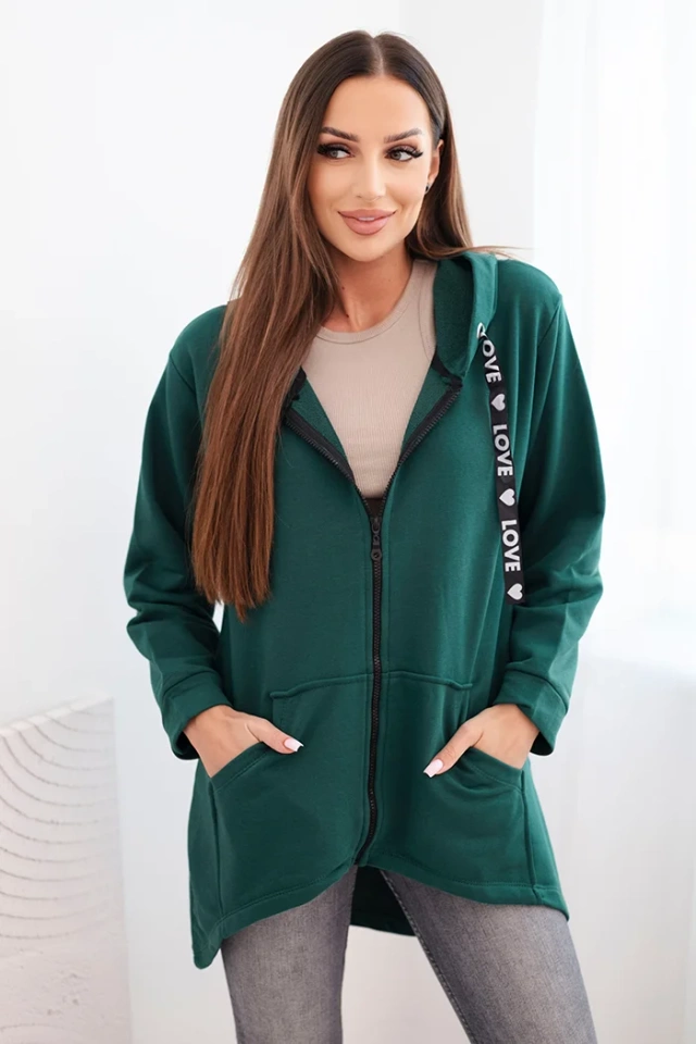 Sweatshirt with longer back and hood green