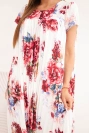 Women's viscose floral dress with short sleeves and pockets plum