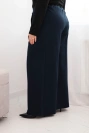 Dámske nohavice Plus Size so širokými nohavicami a skladaním modré