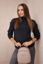 Sweter z półgolfem i wzorem w romby grafitowy