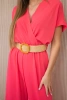 Overalls with a decorative belt at the waist Pink Neon