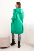 Long insulated sweatshirt with a hood green