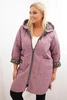 Damen Steppjacke Plus Size mit Futter im Leopardenmuster und Kapuze dunkelrosa