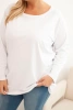 Women's Plus Size cotton blouse with a round neckline white