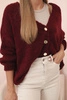 Women's sweater with a V-neck and buttons red