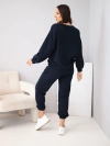 Women's cotton set with sweatshirt and jogger pants navy blue