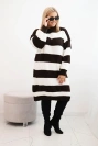 Damenpulloverkleid Plus Size gestreift braun