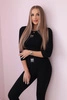 Gestreiftes Set Bluse + Leggings schwarz