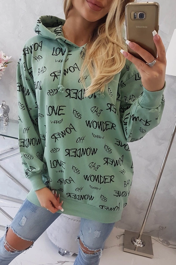 Sweatshirt mit mintfarbenem Schriftzug