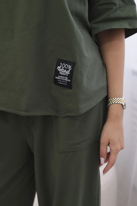 Cotton set blouse + trousers light khaki