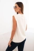 Women's sleeveless viscose sweater with pockets and a V-neck ecru