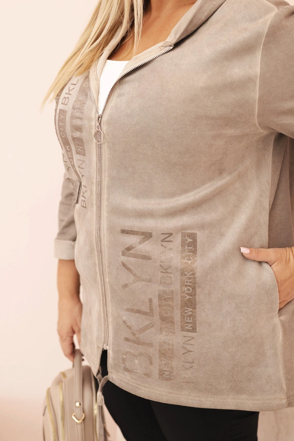 Damenpullover Plus Size mit Kapuze und Druck BKLYN fango